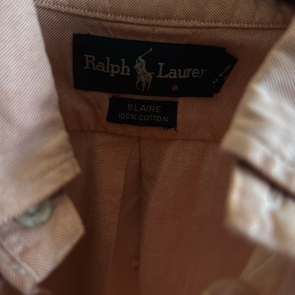 Ralph Lauren Men’s Large Blairs 100% Cotton Peach Preppy Short Sleeve Shirt - Picture 5 of 8